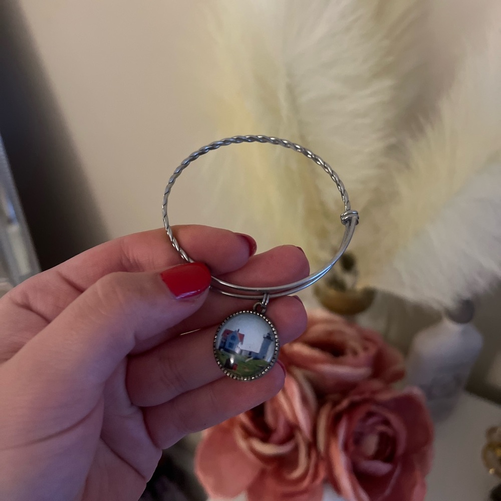 York Maine Nubble Lighthouse Maine Silver Bracelet Charm
